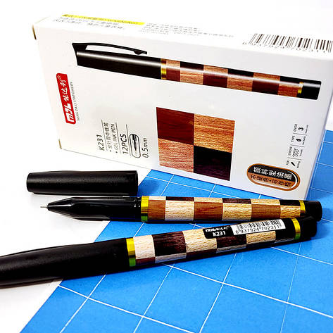 Ручка гелева K231 Дерево, чорна, фото 1