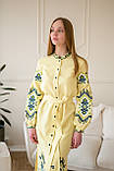 Жовте вишите плаття FOLK  вишивкою на ґудзиках з поясом  арт. 4643, фото 2