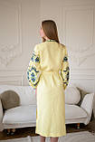 Жовте вишите плаття FOLK  вишивкою на ґудзиках з поясом  арт. 4643, фото 4