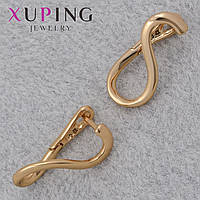 Серьги женские золотистого цвета Xuping Jewelry английская застёжка волнистые размер 10х8 мм