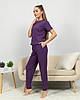 Піжама жіноча з рубчику футболка і штани Темно-бузковий, фото 2