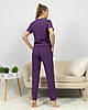 Піжама жіноча з рубчику футболка і штани Темно-бузковий, фото 3
