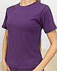 Піжама жіноча з рубчику футболка і штани Темно-бузковий, фото 5