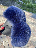 Тапочки с мехом финского песца женские фиолетовые 36