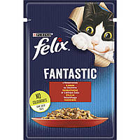 Влажный корм для кошек Феликс Felix Fantastic с говядиной в желе 85 г Purina