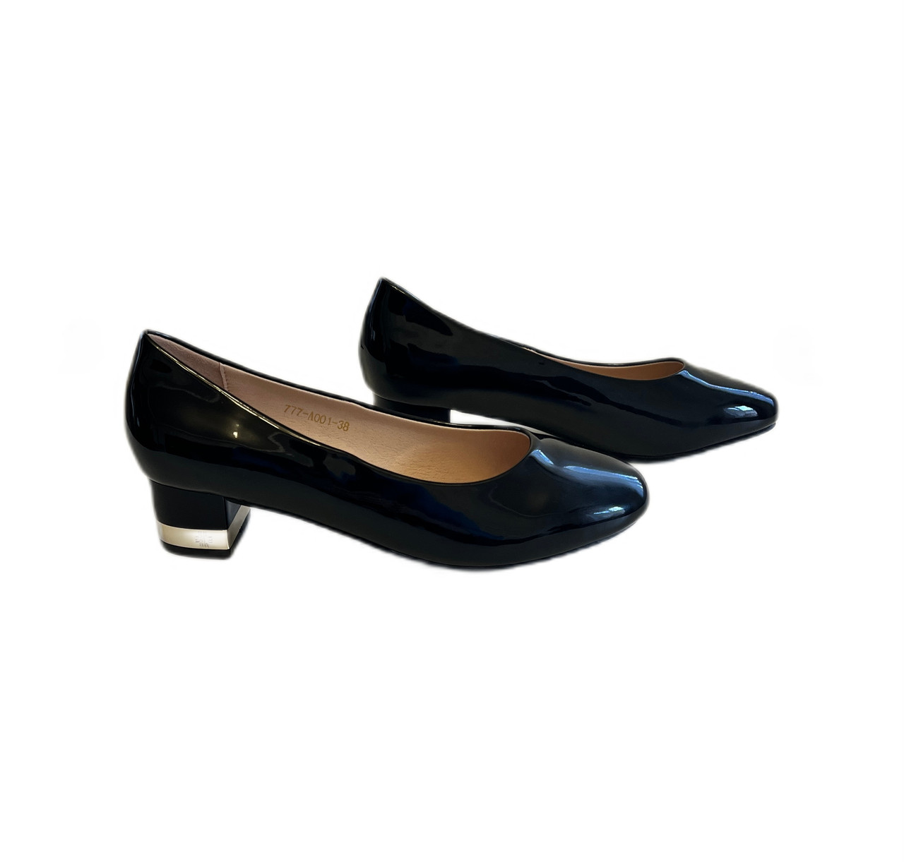 Чорні лакові туфлі на стійкому підборі розмір 38, фото 1