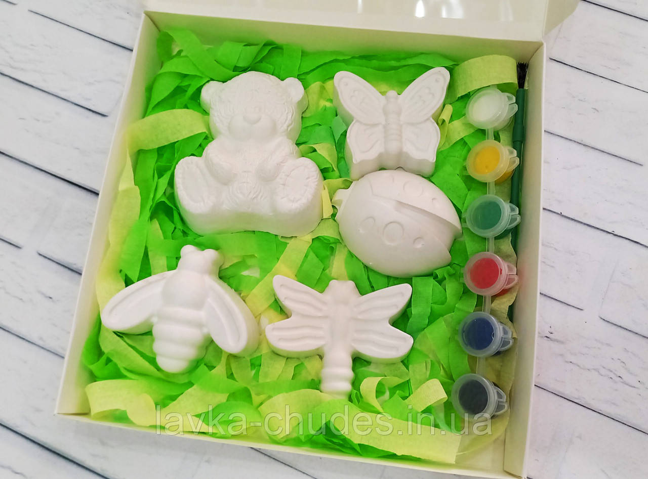 Набір гіпсових фігурок з фарбами, набір для творчості, фото 1