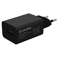 Зарядное устройство ColorWay 1USB AUTO ID 2A 10W black + cable Type C CW-CHS012CC-BK DAS