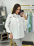 Сорочка Patiskha жіноча бавовна прозорі серця довгий рукав 42 біла, фото 3