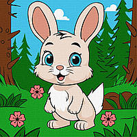 Картина по номерам Очаровательный кролик. Для детей 25*25 см Идейка KHO 6112