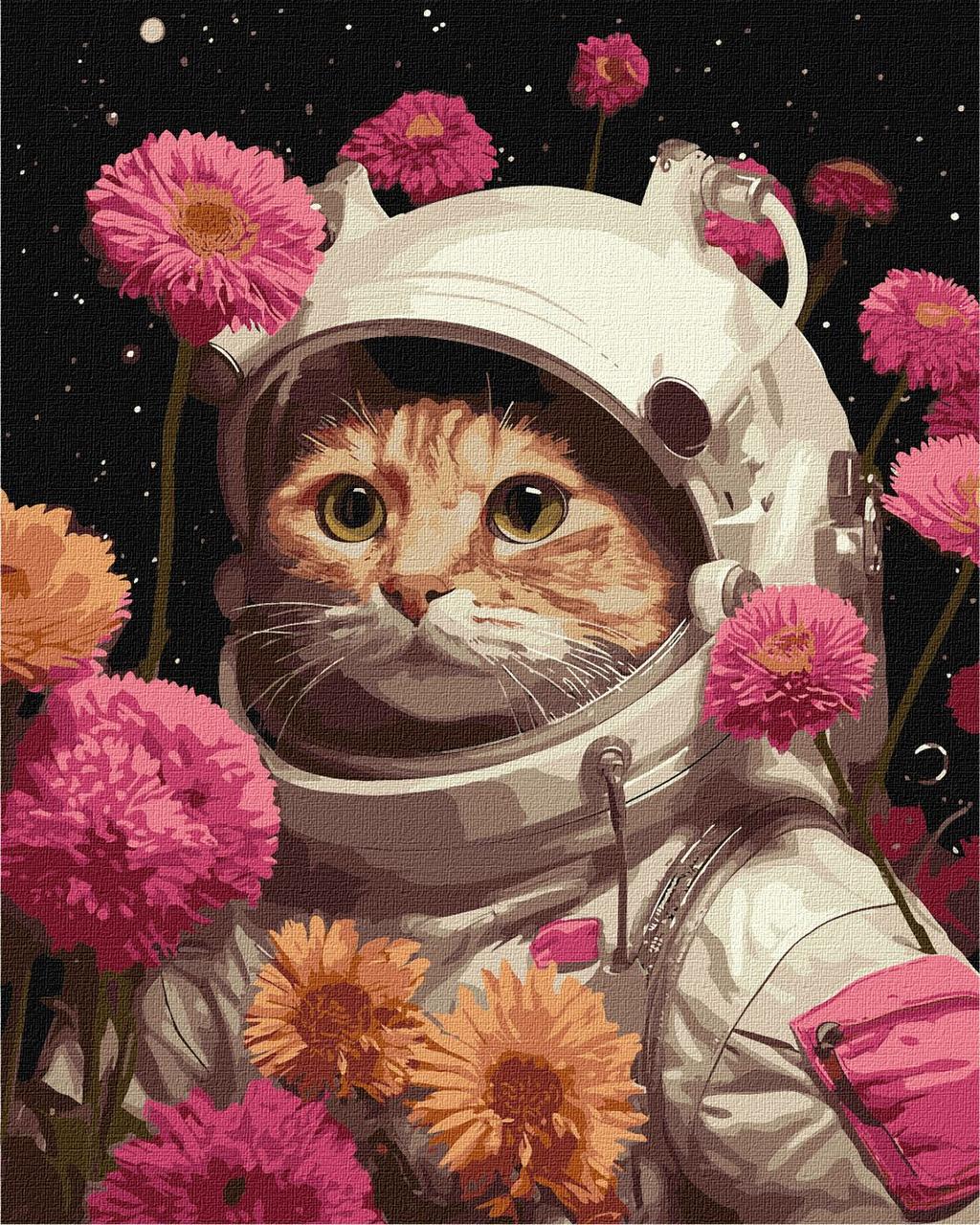 Картина за номерами Котик у космосі exp 40*50 см Ідейка KHO 6593 exp, фото 1