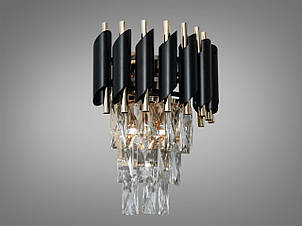 Бра кришталеве чорне із золотом на 2 лампи Е14 30х24х14.5 см, фото 2