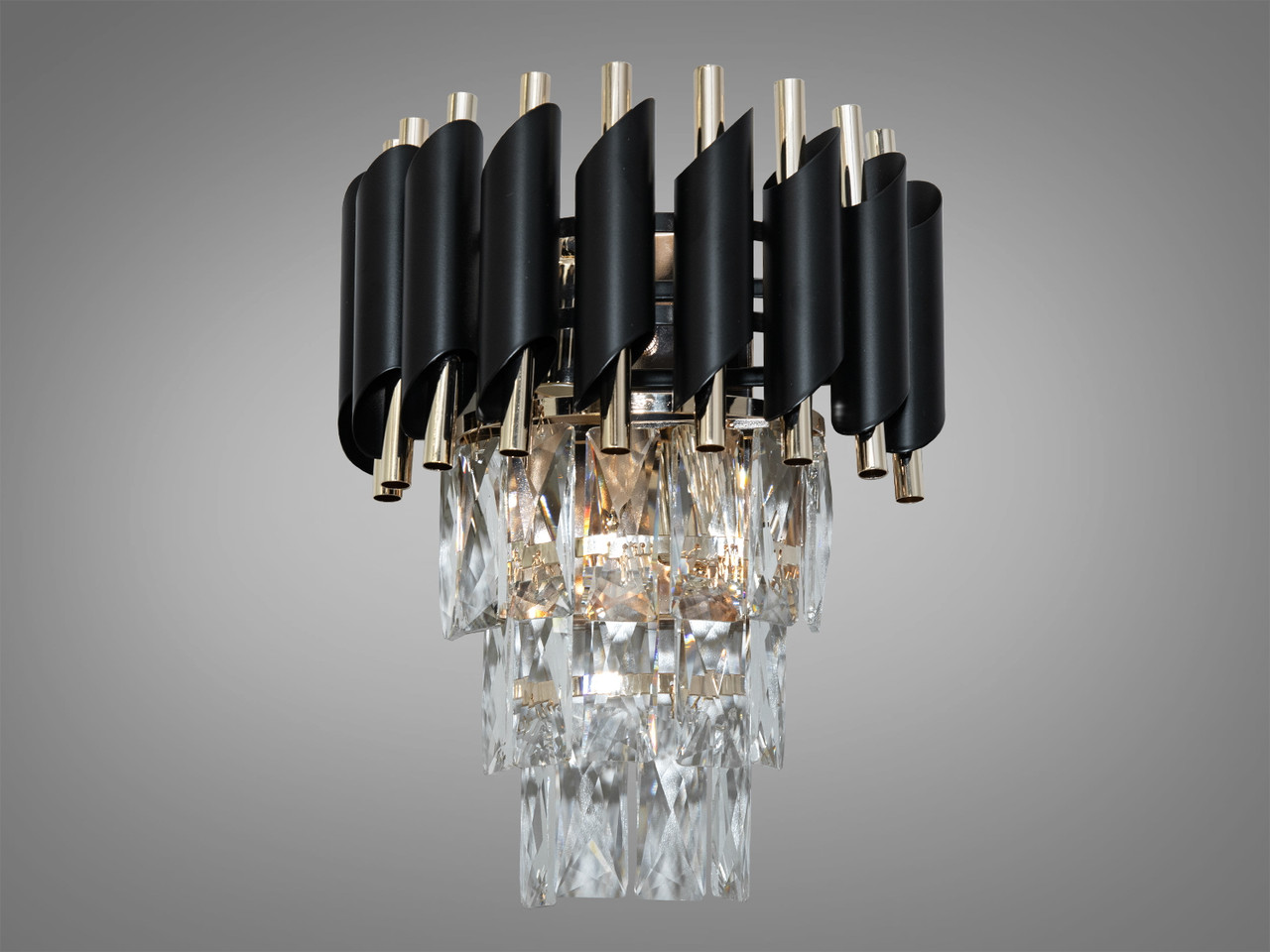 Бра кришталеве чорне із золотом на 2 лампи Е14 30х24х14.5 см