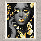 Картина за номерами Дівчина з метеликами з фарбами металік exp 40*50 см Ідейка KHO 8307, фото 2