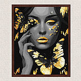 Картина за номерами Дівчина з метеликами з фарбами металік exp 40*50 см Ідейка KHO 8307, фото 3