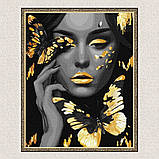 Картина за номерами Дівчина з метеликами з фарбами металік exp 40*50 см Ідейка KHO 8307, фото 5