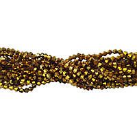 Бусины хрустальные (Биконус) 4 мм пачка 95-100 шт, цвет - золото металлик