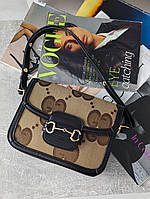 Женская сумка клатч Gucci Horsebit 1955 черный моногам на плечевом ремне стильная сумка Гуччи