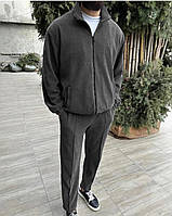 Идеальный мужской костюм из микро-вельвета (кофта на молнии+штаны) графит