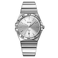 Чоловічий наручний класичний годинник Skmei 9257 (Сріблястий з сріблястим циферблатом)