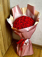 Букет з 51 троянди, 51 троянда, Подарунок дівчині, Подарунок на день народження, Подарунок дружині, Букет з червоних троянд