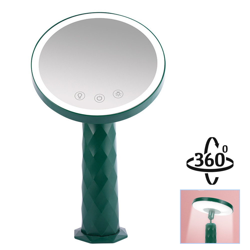 Дзеркало акумуляторне з сенсорним керуванням та LED підсвічуванням для макіяжу Mirror LY-354 Зелене, фото 1