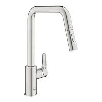 Кухонний змішувач з висувним виливом Grohe EuroSmart суперсталь (30619DC0)