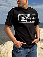 Мужская футболка хлопковая без бренда черная с принтом Аниме Тенниска на лето