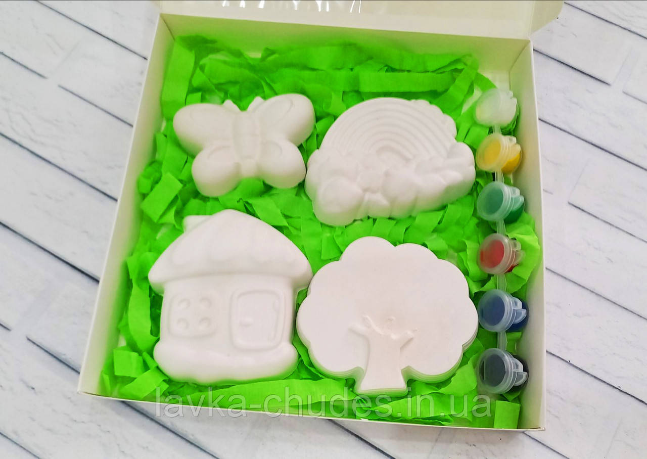 Набір гіпсових фігурок з фарбами, набір для творчості, фото 1