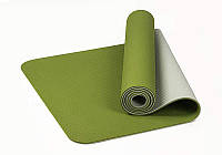 Коврик для йоги и фитнеса Hanuman Two Tones Amber 183x61x0.6 см оливково-серый