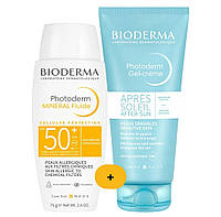 Набір Bioderma Photoderm Mineral Fluide, захисний мінеральний флюїд, SPF 50+, + гель-крем, що подовжує засмагу