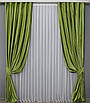 Комплект штор (2шт. 1,5х2,8м.) оксамит (бархат) однотонний. Колір салатовий. Код 902ш 30-707, фото 2
