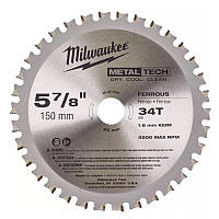 Пильный диск по металлу 150x20 мм 34 зуба MILWAUKEE (48404080)