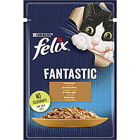 Влажный корм Феликс Felix Fantastic консервы для кошек с индейкой в желе 85 г, Purina