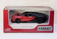 Машинка інерційна Kinsmart KT5423W Bugatti Chiron Supersport маcштаб 1:38 металева, двері відчиняються Чорно-червона