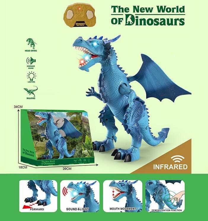 Дракон на радіокеруванні 9993 (8) підсвічування, ричить, ходить, рухає кінцівками, махає крилами, режим