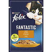 Влажный корм Феликс Felix Fantastic консервы для кошек с курицей в желе 85 г