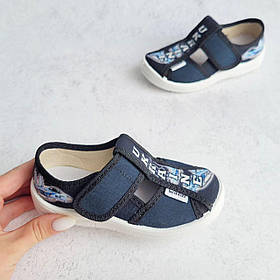 Капці, текстильне взуття Waldi на ліпучці для хлопчика гнучкі устілка шкіряна із супінатором Розміри: 24-30