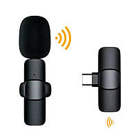 Беспроводной петличный микрофон AND-1 Type-C, Black, Микрофон для андроид, iphone TAA