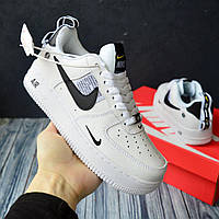 Nike Air Force Off White Білі з чорним Шкіра, ТОП кроссовки найк аир форс