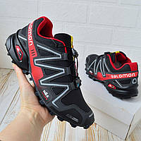 Salomon Speedcross 3 чорні з червоним кроссовки саломоны кросовки