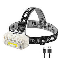 Ліхтарик на голову "Bright Headlights HX-817S" із сенсором, світлодіодний налобний ліхтар із мигалкою