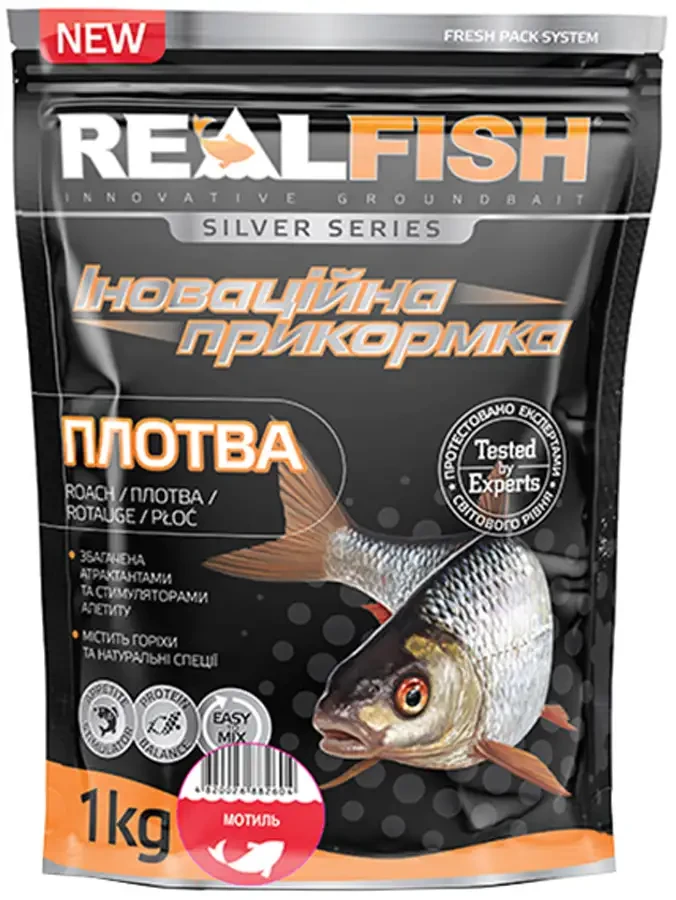 Прикормка RealFish Плотва Мотиль 1кг