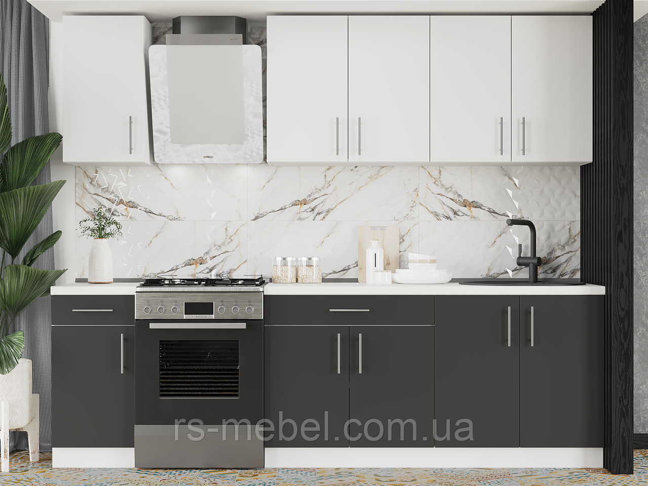 Кухня К-3 (2,6 м/пог.) німфея альба / антрацит (Еверест), фото 1