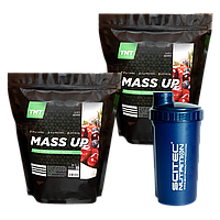 Энергия и Размер: Гейнер 5 кг Mass Up TNT Nutrition вкус сочная ягода + Шейкер