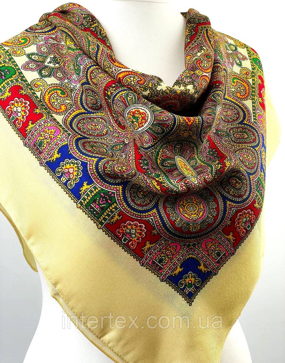 Хустка вовняна "Турецька" 80х80 см. (кремова), фото 1