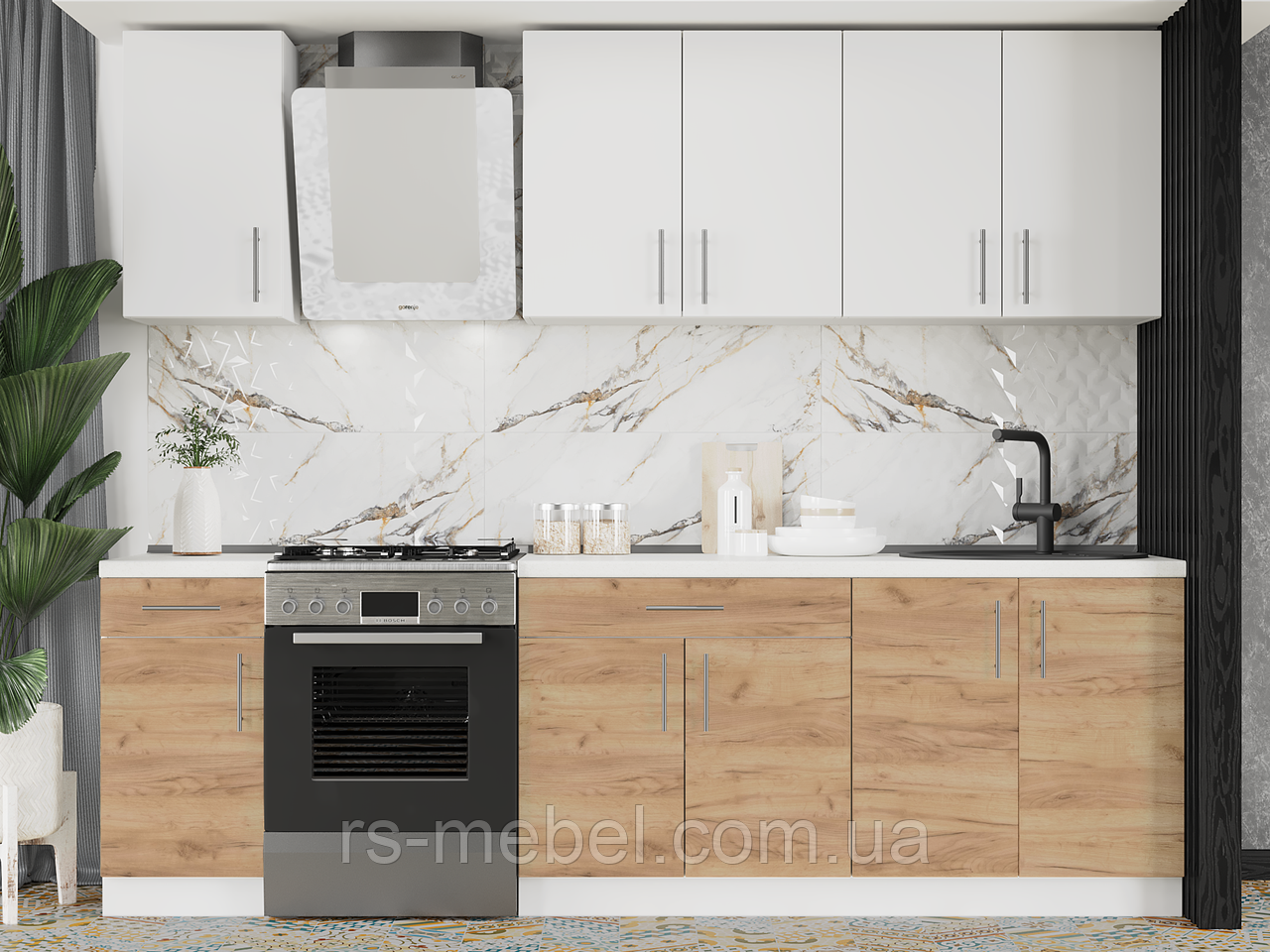 Кухня К-3 (2,6 м/пог.) німфея альба / крафт золотий (Еверест), фото 1