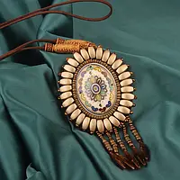 Шкіряне намисто з підвіскою в стилі "непальське етно"