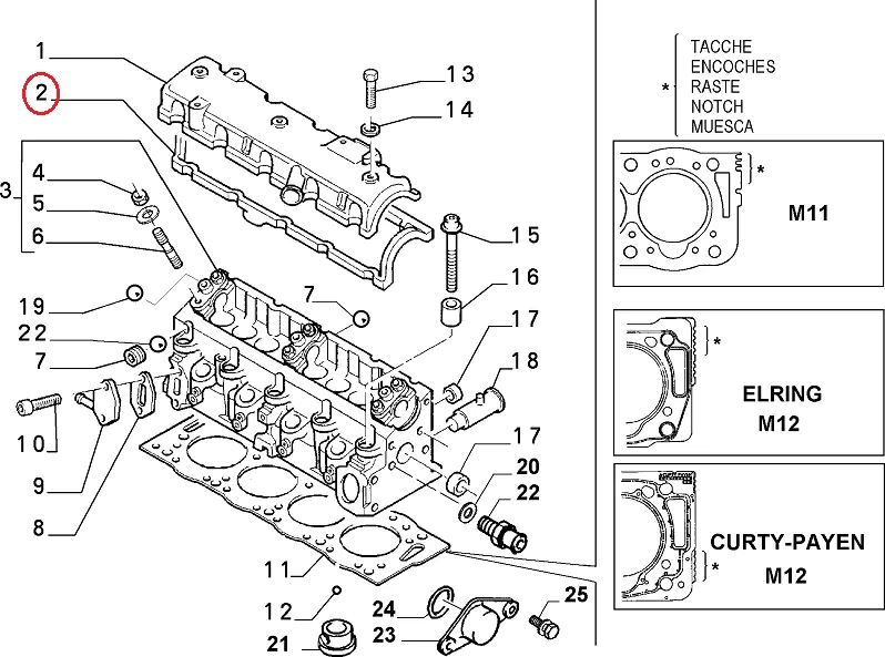 Прокладка клапанної кришки Fiat Ducato 230, Peugeot Boxer, Citroen Jumper (94-02) 1.9 (1905), 9400249919, ELRING, Німеччина