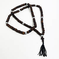 Чотки на 100 бусин Самшит з білою вставкою